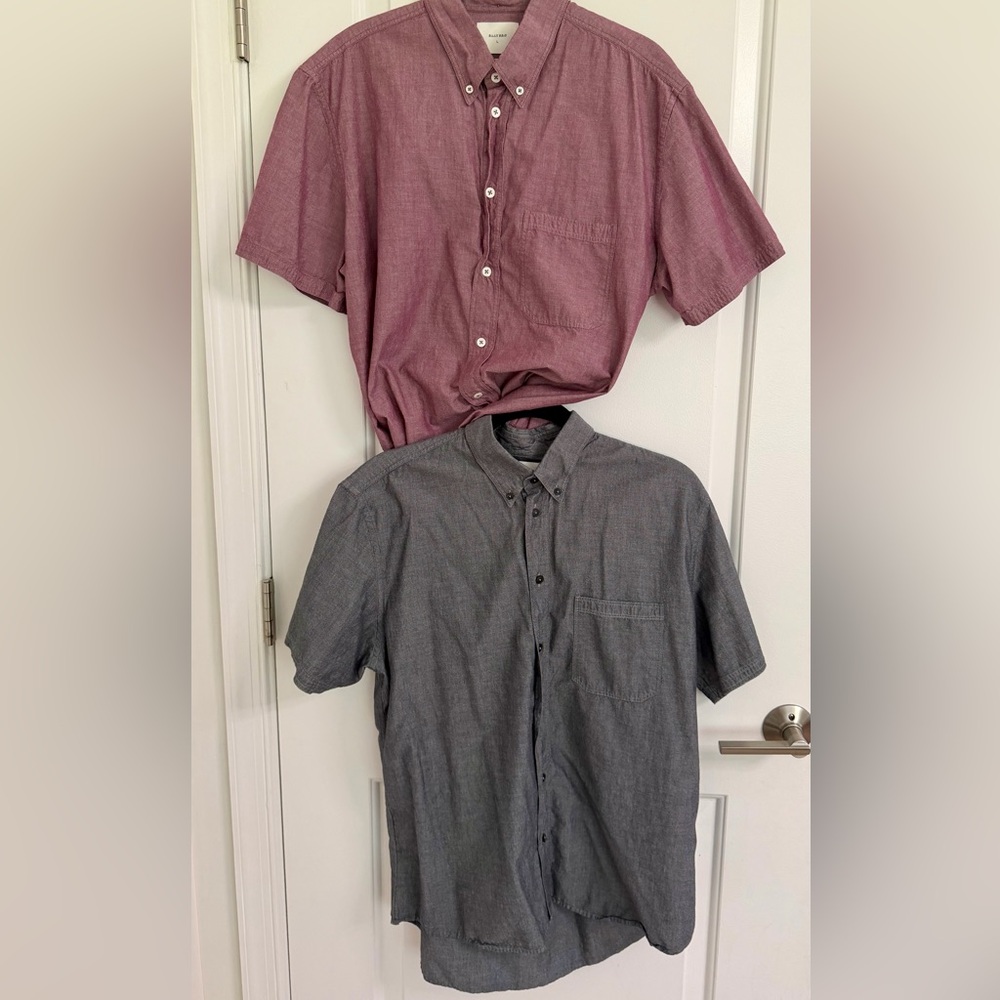 Billy Reid Casual Button-Down Shirts - Burgundy and Charcoal